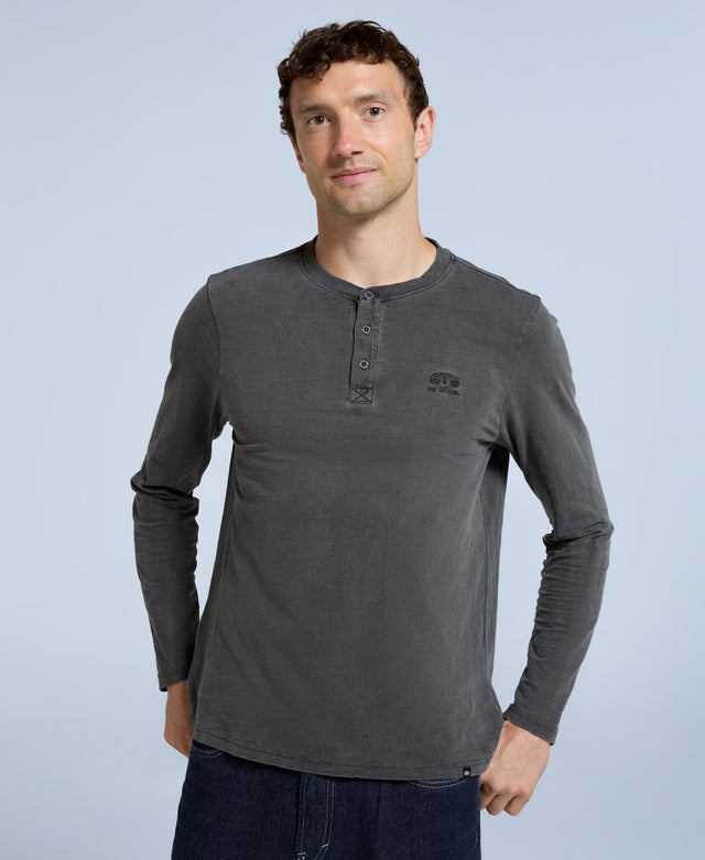 Noah Mens Organic Henley Top - Charcoal