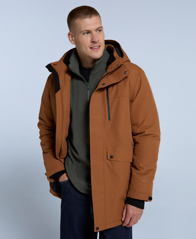 Lisbon Mens Waterproof Parka - Brown