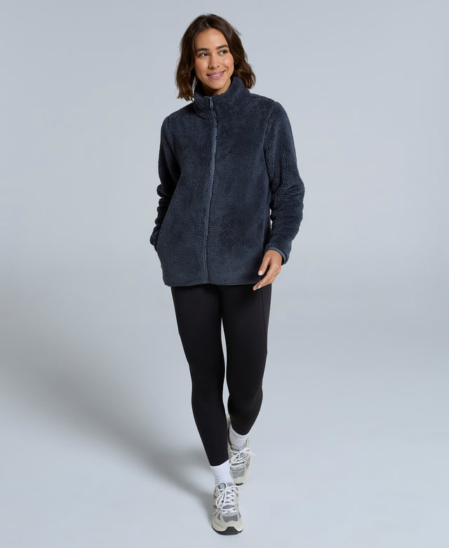 Teddy Womens Fleece Jacket - Dark Grey