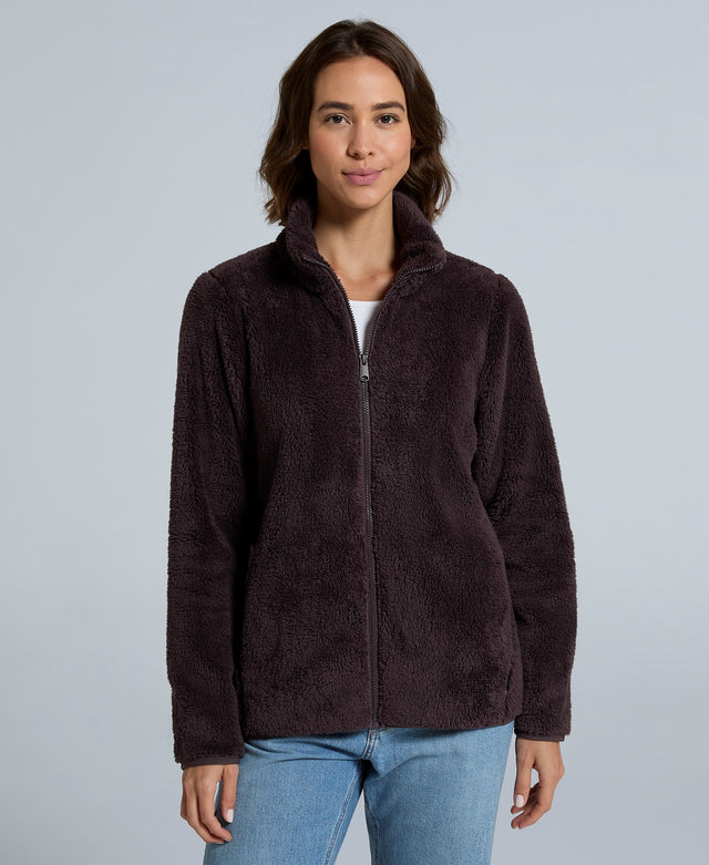 Teddy Womens Fleece Jacket - Dark Purple