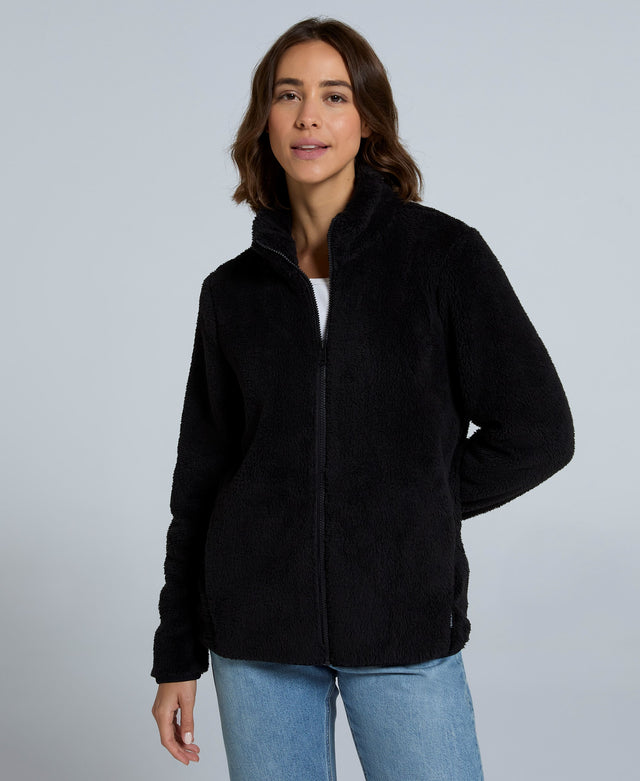 Teddy Womens Fleece Jacket - Jet Black