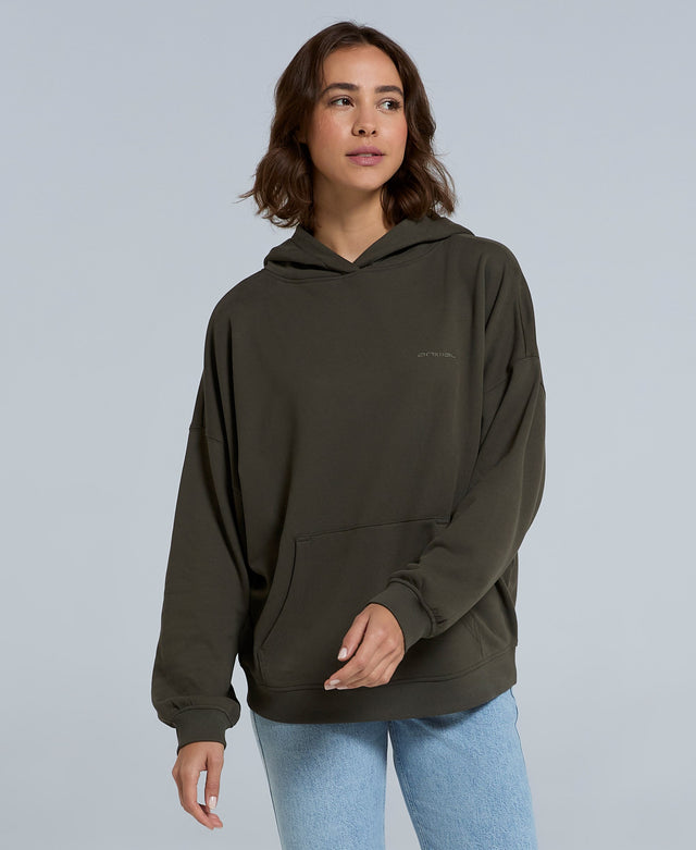 Idol Womens Drop Shoulder Hoodie - Dark Khaki