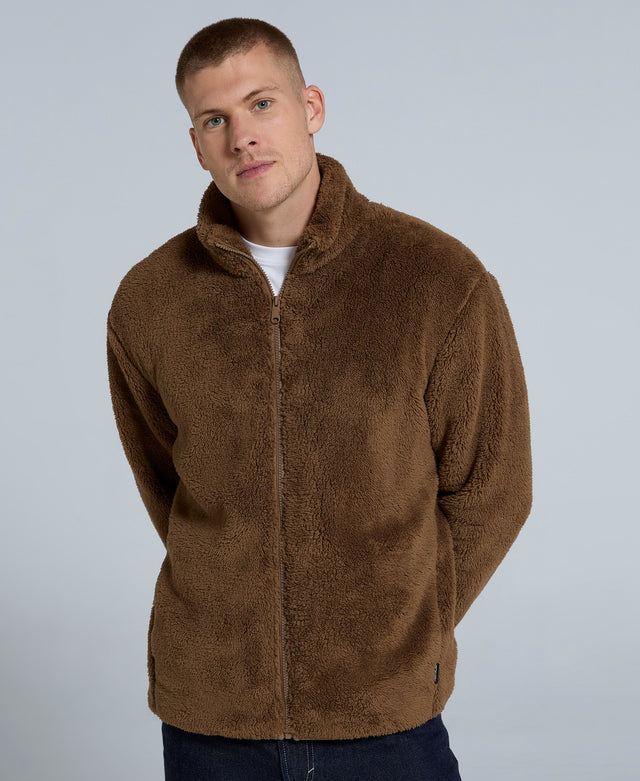 Teddy Mens Fleece Jacket - Brown