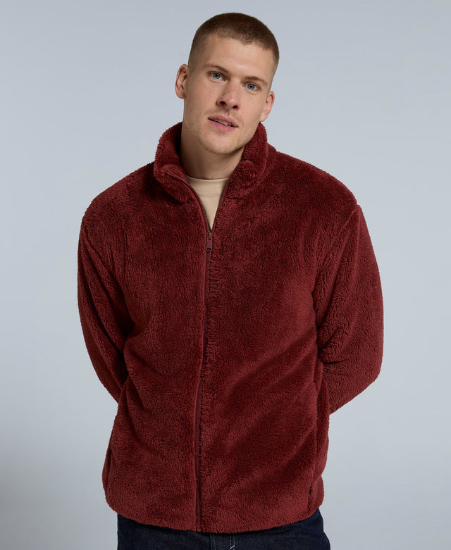 Teddy Mens Fleece Jacket - Dark Red