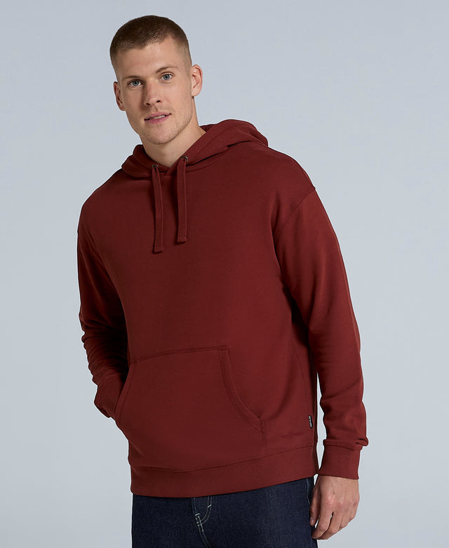 Icon Mens Organic Drop Shoulder Hoodie - Dark Red