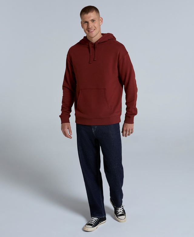 Icon Mens Organic Drop Shoulder Hoodie - Dark Red